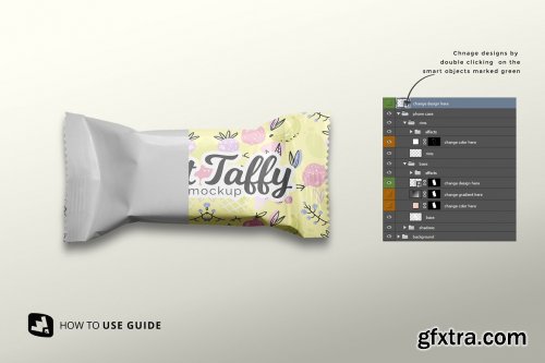 CreativeMarket - Top View Taffy Packaging Mockup 5210043