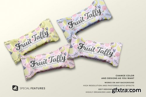 CreativeMarket - Top View Taffy Packaging Mockup 5210043