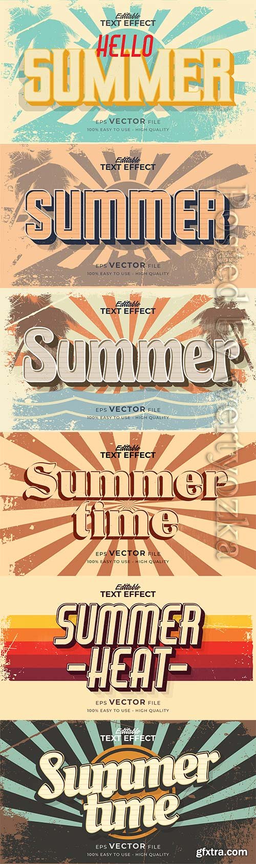 Text style effect, retro summer text in grunge style vol 2