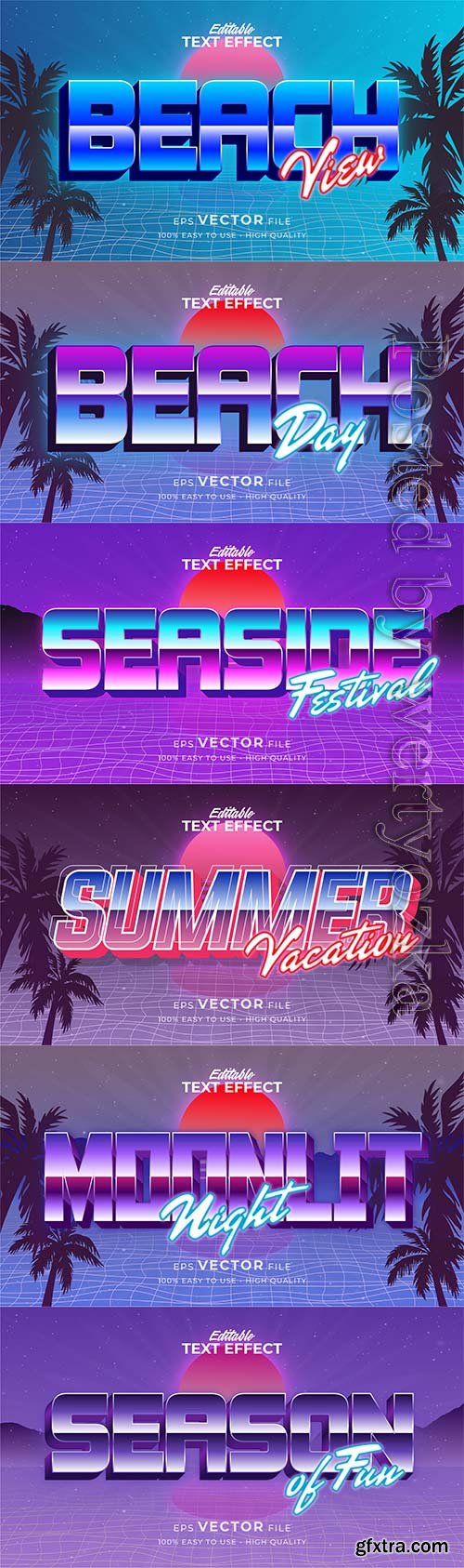 Text style effect, retro summer text in grunge style vol 6