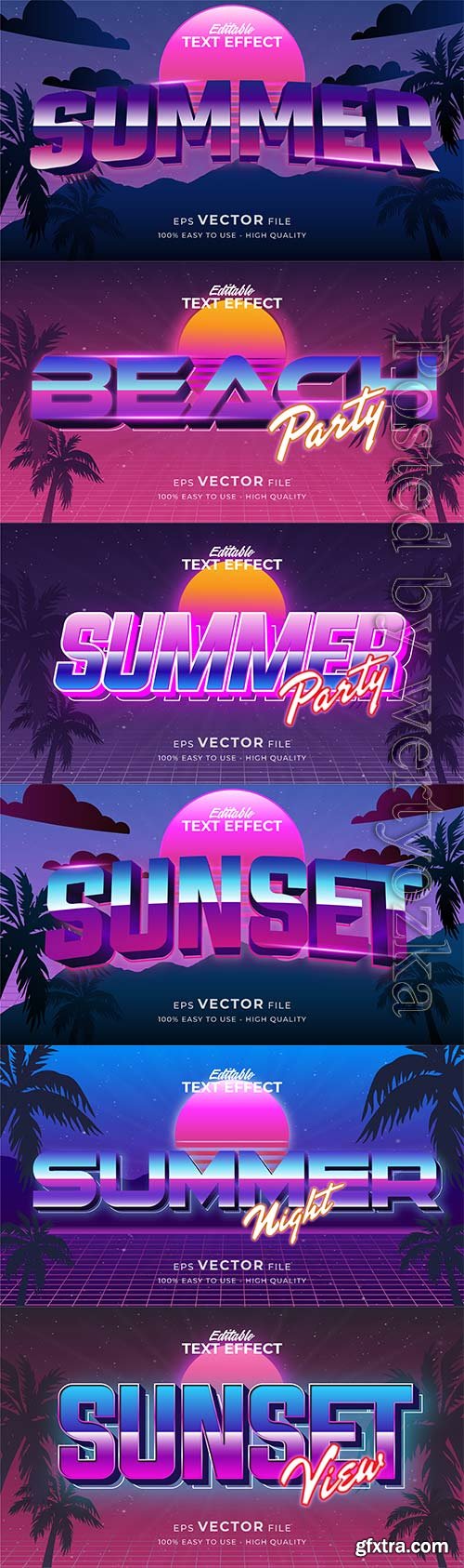 Text style effect, retro summer text in grunge style vol 5