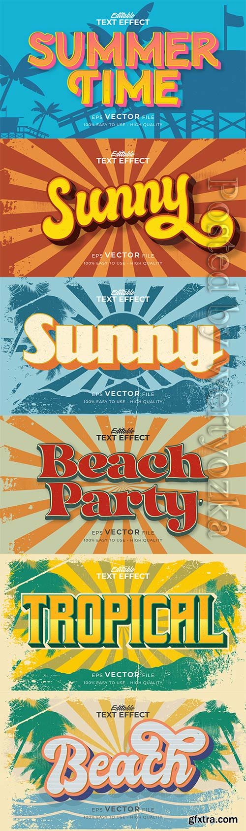 Text style effect, retro summer text in grunge style vol 3