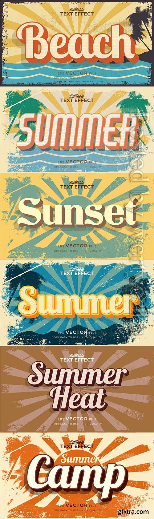 Text style effect, retro summer text in grunge style