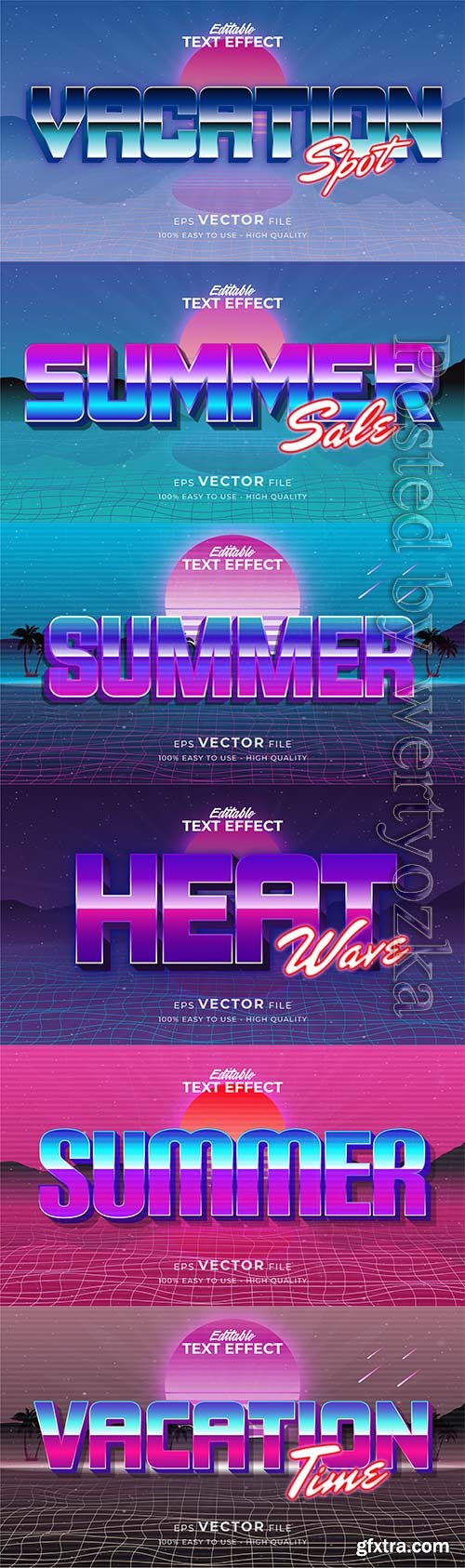 Text style effect, retro summer text in grunge style vol 7