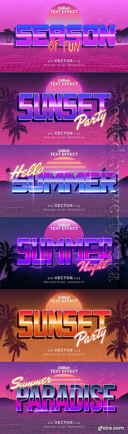 Text style effect, retro summer text in grunge style vol 8