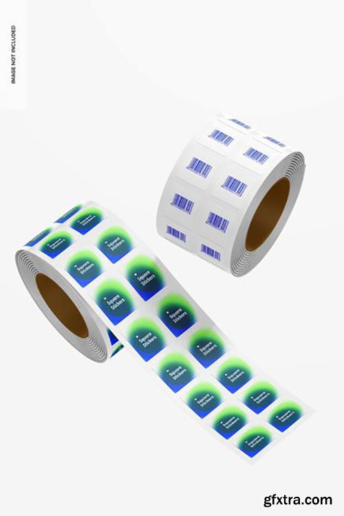 Square stickers rolls mockup