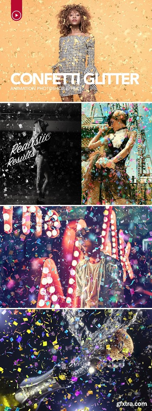 Animated Confetti Glitter Effect Photoshop Action