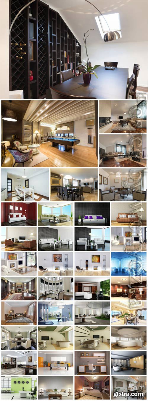 Set of modern home interior stock photo