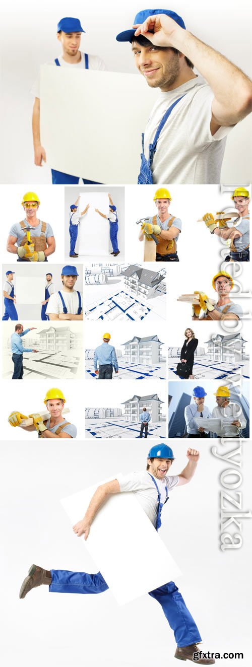 House builders, handymen stock photo