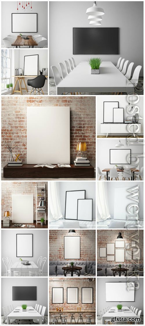 Modern interior with brick walls stock photo