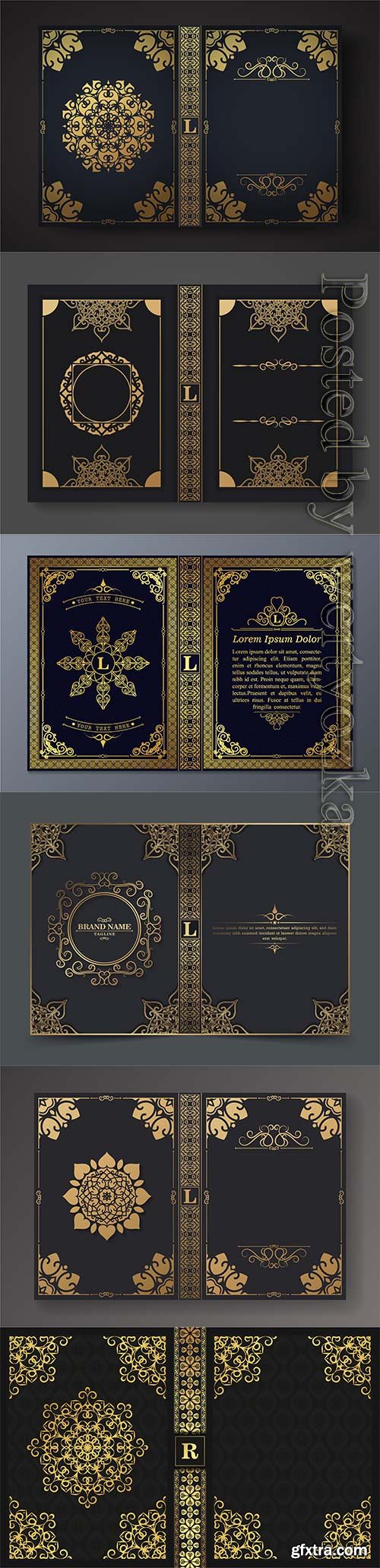 Luxury ornamental book cover design in vector