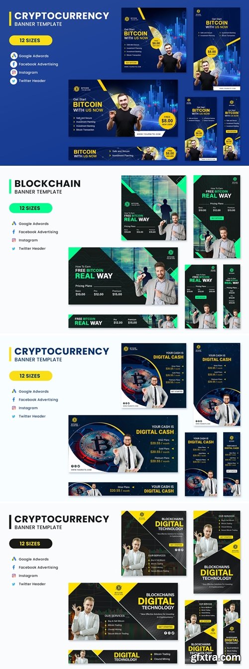 Cryptocurrency Banners Ad Set Template