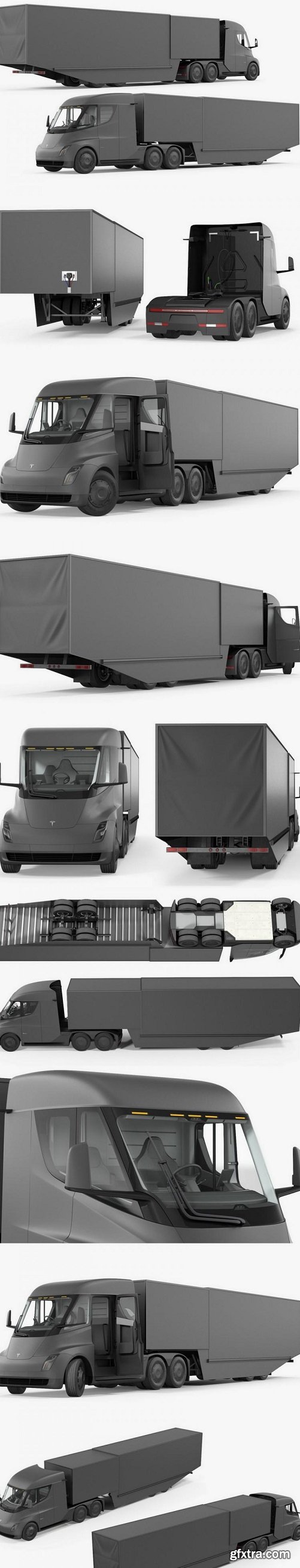 Tesla Semi Truck Tesla with Trailer Rigged