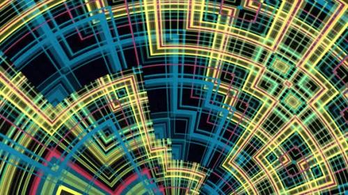 Videohive - Abstract Radial Colorful Checked Pattern 4K - 32382274 - 32382274