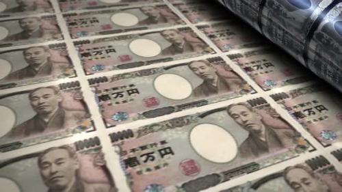 Videohive - Japanese Yen money banknotes printing seamless loop - 32397671 - 32397671