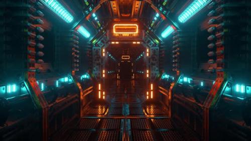Videohive - Flying in a Spaceship Tunnel a Scifi Shuttle Corridor - 32441774 - 32441774