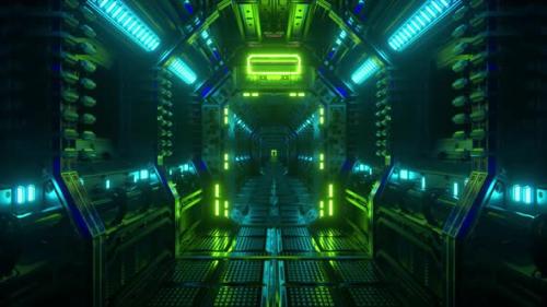 Videohive - Flying in a Spaceship Tunnel a Scifi Shuttle Corridor - 32441843 - 32441843