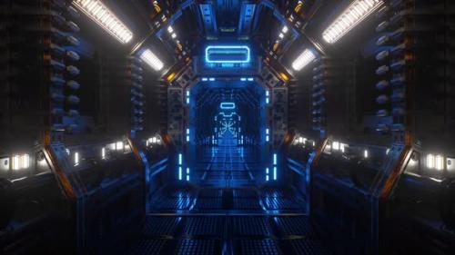 Videohive - Flying in a Spaceship Tunnel a Scifi Shuttle Corridor - 32441896 - 32441896