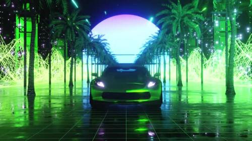 Videohive - Car and City in Neon Style - 32442188 - 32442188