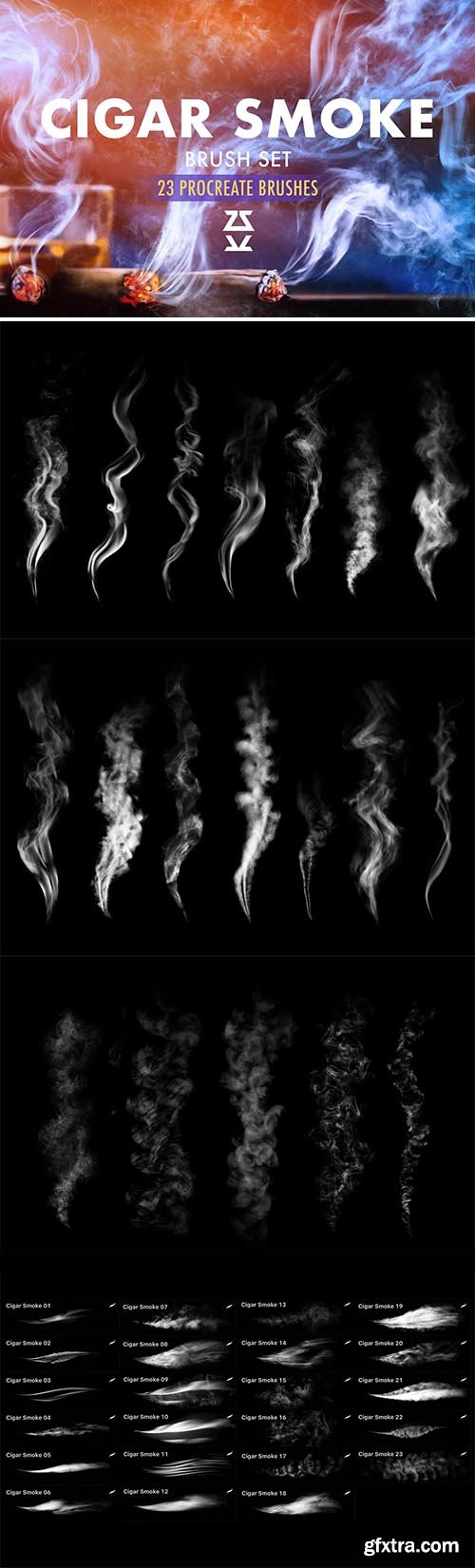 CreativeMarket - Cigar Smoke Procreate Brush Set 5834927