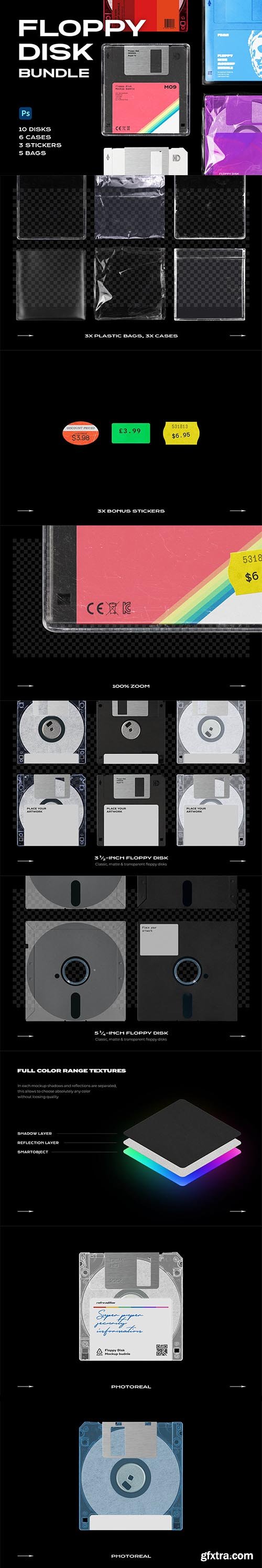 CreativeMarket - Floppy Disk Mockup Template Bundle 6178295