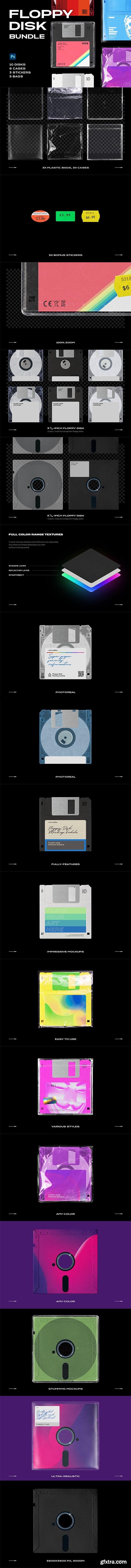 CreativeMarket - Floppy Disk Mockup Template Bundle 6178295