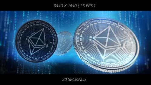 Videohive - Ethereum Blockchain Coin - Ultrawide WQHD Background - 32386191 - 32386191