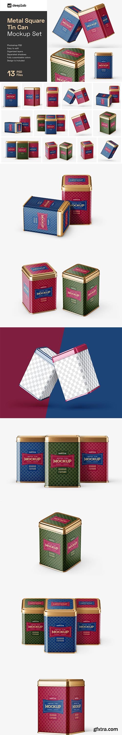 CreativeMarket - Square Tin Can Mockup Set 6163805