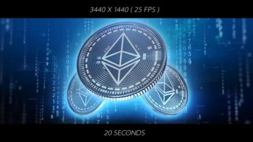 Videohive - Ethereum Blockchain Coin - Ultrawide WQHD Background - 32386858 - 32386858