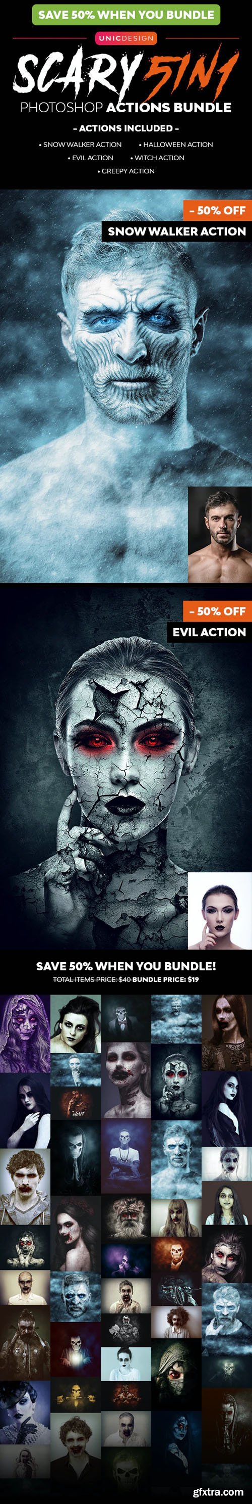 Scary Photoshop Actions - 5in1 Bundle