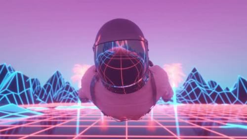 Videohive - Astronaut Surrounded By Flashing Neon Lights - 32423793 - 32423793