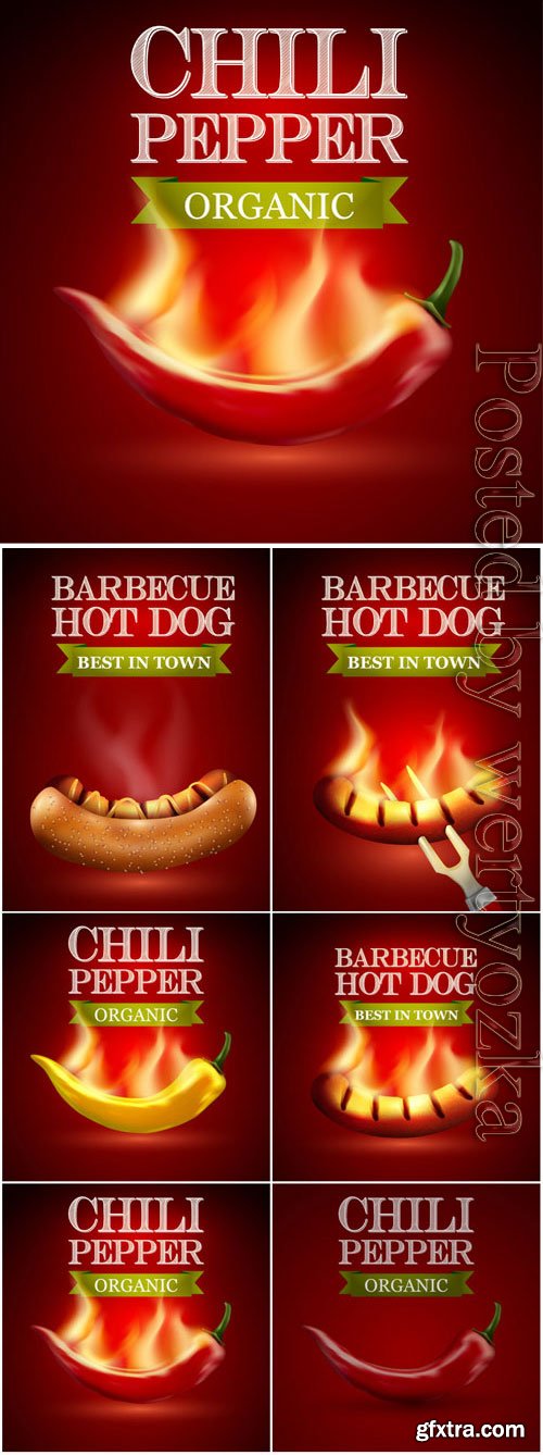 BBQ and hot peppers illustration in vector