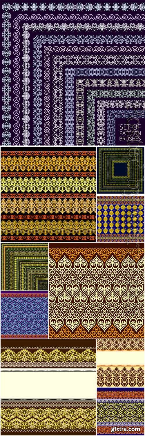 Set of backgrounds with patterns and borders in vector