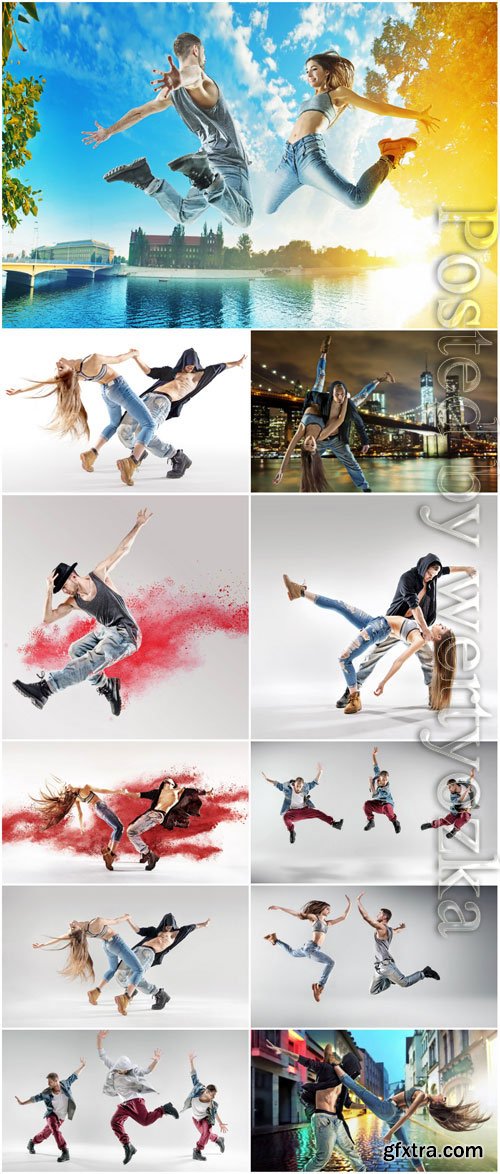 Young people dancing creative stock photo