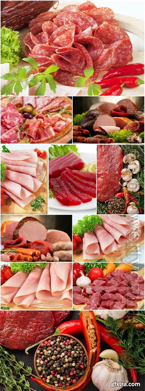 Fresh meat and spices stock photo