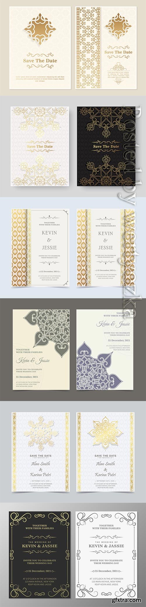 Luxury wedding vector  invitation with border ornaments