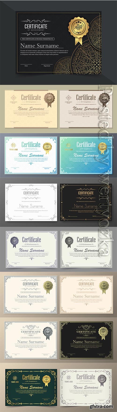 Luxury achievement vector certificate best award diploma