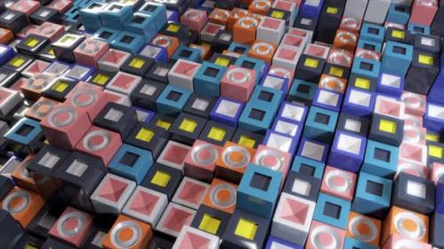 Videohive - Background of multicolored cubes with wave - 32468807 - 32468807