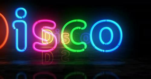 Videohive - Disco neon symbol 3d flight between - 32469420 - 32469420