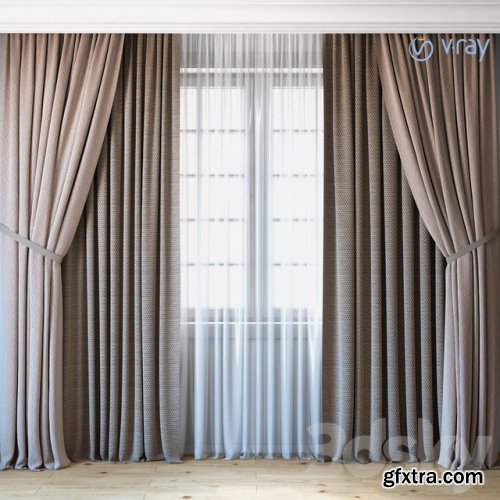 Curtains with tulle set 04