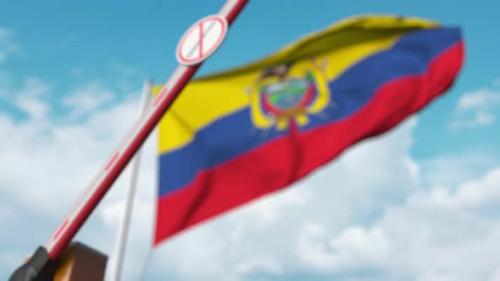 Videohive - Barrier with No Immigration Sign Closed at Flag of Ecuador - 32482062 - 32482062