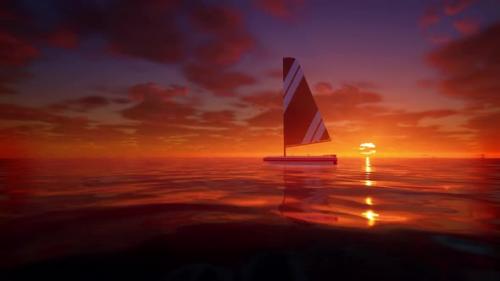 Videohive - Lonely Boat At Sea looped HD - 32489412 - 32489412