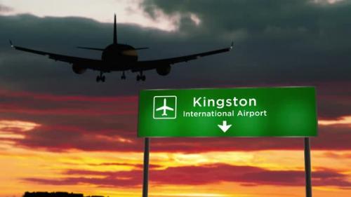 Videohive - Plane landing in Kingston Jamaica airport - 32491150 - 32491150