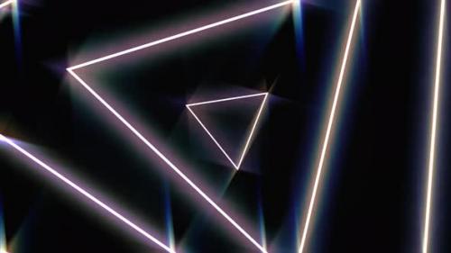 Videohive - Flying through glowing rotating neon triangles in a tunnel - 32495315 - 32495315