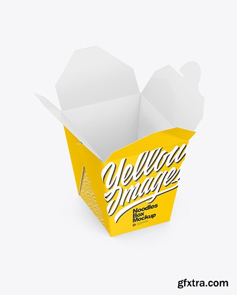 Opened Glossy Paper Noodles Box Mockup 84347