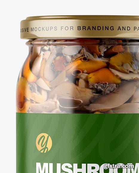 Clear Glass Jar with Mushrooms Mockup 84402