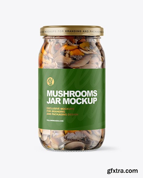 Clear Glass Jar with Mushrooms Mockup 84402