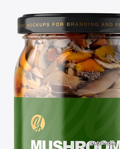 Clear Glass Jar with Mushrooms Mockup 84402