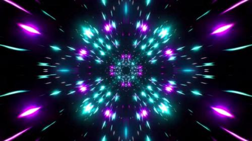Videohive - Fast Speed Pass Through Neon Fractal Tunnel Loop 4K - 32503983 - 32503983