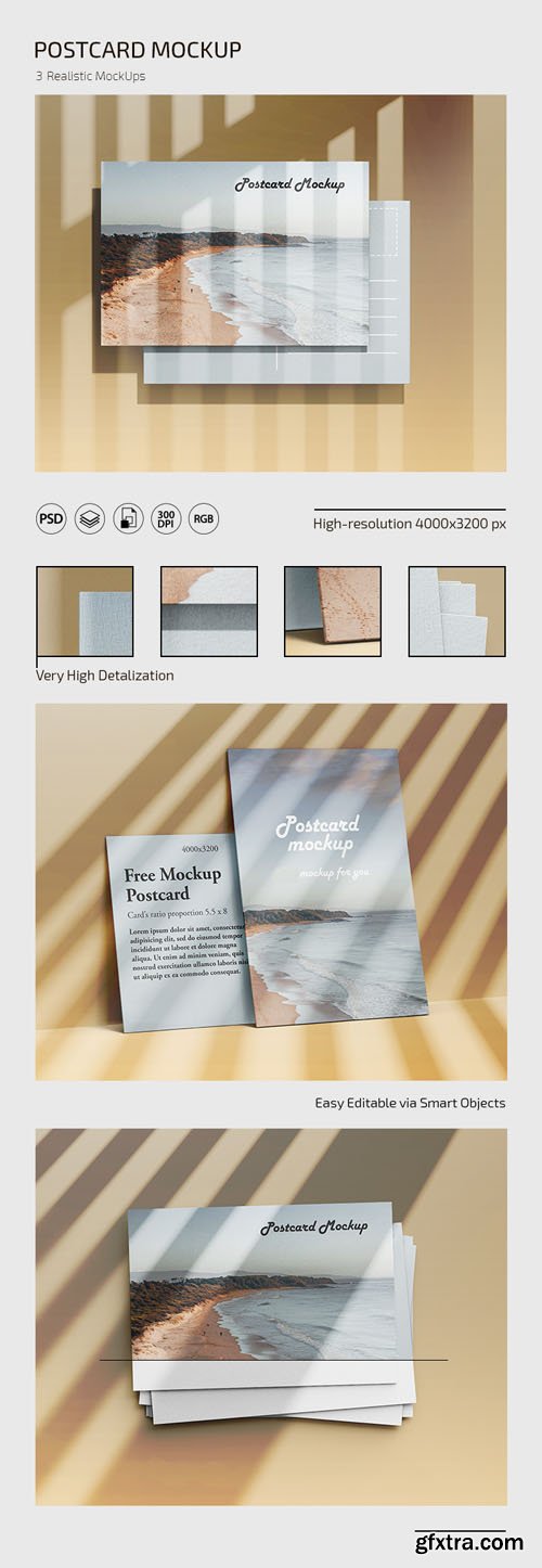 Postcard PSD Templates - 3 Realistic Mockups